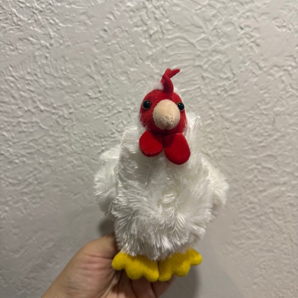 Aurora Flopsie Chicken Hen Rooster Plush Stuffed Animal Toy White 6"